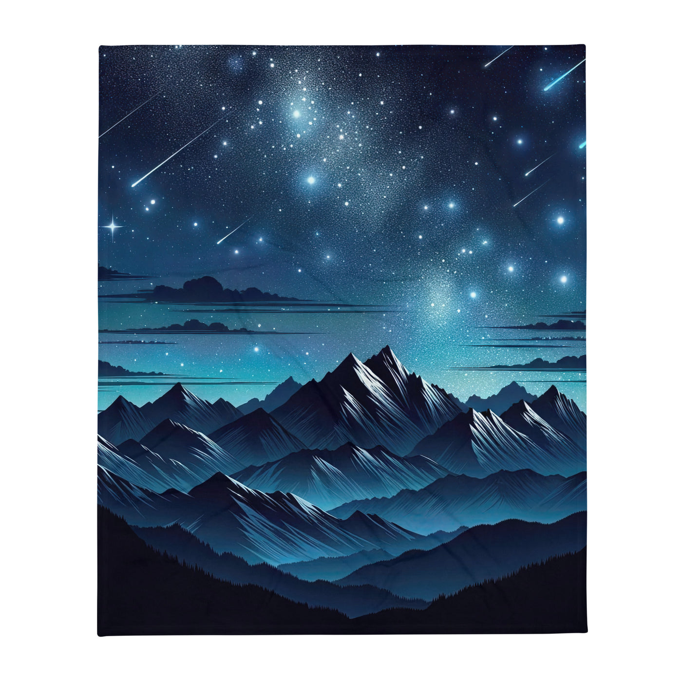 Alpen unter Sternenhimmel mit glitzernden Sternen und Meteoren - Überwurfdecke berge xxx yyy zzz 127 x 152.4 cm