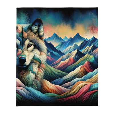 Traumhaftes Alpenpanorama mit Wolf in wechselnden Farben und Mustern (AN) - Überwurfdecke xxx yyy zzz 127 x 152.4 cm