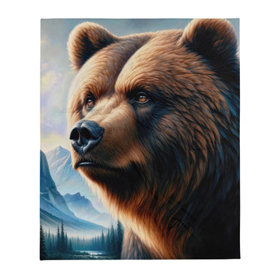 Ölgemälde, das das Gesicht eines starken realistischen Bären einfängt. Porträt - Überwurfdecke camping xxx yyy zzz 127 x 152.4 cm