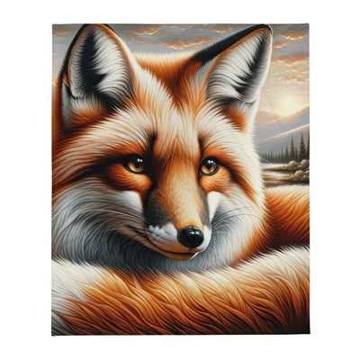 Ölgemälde eines nachdenklichen Fuchses mit weisem Blick - Überwurfdecke camping xxx yyy zzz 127 x 152.4 cm