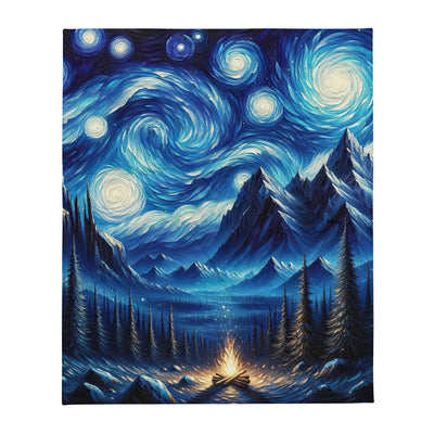 Sternennacht-Stil Ölgemälde der Alpen, himmlische Wirbelmuster - Überwurfdecke berge xxx yyy zzz 127 x 152.4 cm