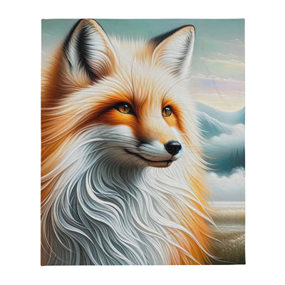 Ölgemälde eines anmutigen, intelligent blickenden Fuchses in Orange-Weiß - Überwurfdecke camping xxx yyy zzz 127 x 152.4 cm