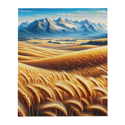 Ölgemälde eines weiten bayerischen Weizenfeldes, golden im Wind (TR) - Überwurfdecke xxx yyy zzz 127 x 152.4 cm