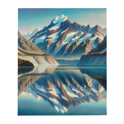 Ölgemälde eines unberührten Sees, der die Bergkette spiegelt - Überwurfdecke berge xxx yyy zzz 127 x 152.4 cm