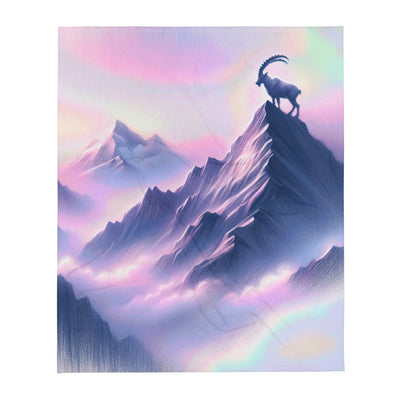 Pastellzeichnung der Alpen im Morgengrauen mit Steinbock in Rosa- und Lavendeltönen - Überwurfdecke berge xxx yyy zzz 127 x 152.4 cm