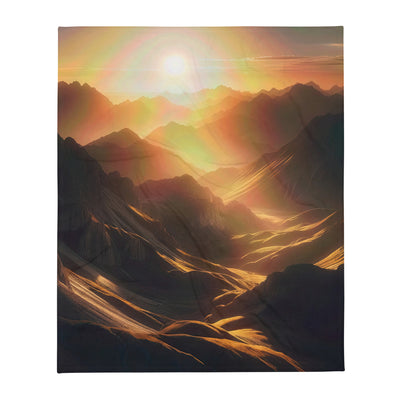 Foto der goldenen Stunde in den Bergen mit warmem Schein über zerklüftetem Gelände - Überwurfdecke berge xxx yyy zzz 127 x 152.4 cm