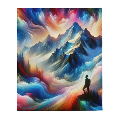 Foto eines abstrakt-expressionistischen Alpengemäldes mit Wanderersilhouette - Überwurfdecke wandern xxx yyy zzz 127 x 152.4 cm