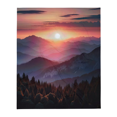 Foto der Alpenwildnis beim Sonnenuntergang, Himmel in warmen Orange-Tönen - Überwurfdecke berge xxx yyy zzz 127 x 152.4 cm