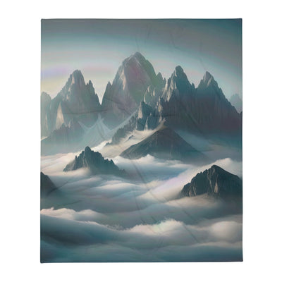 Foto eines nebligen Alpenmorgens, scharfe Gipfel ragen aus dem Nebel - Überwurfdecke berge xxx yyy zzz 127 x 152.4 cm