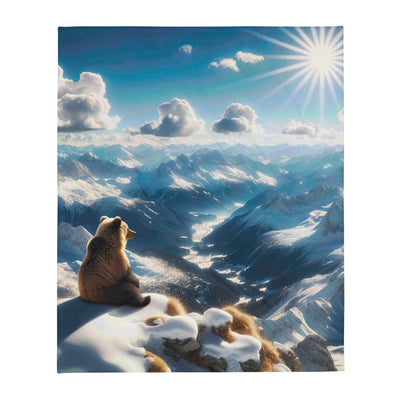 Foto der Alpen im Winter mit Bären auf dem Gipfel, glitzernder Neuschnee unter der Sonne - Überwurfdecke camping xxx yyy zzz 127 x 152.4 cm