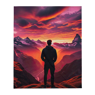 Foto der Schweizer Alpen im Sonnenuntergang, Himmel in surreal glänzenden Farbtönen - Überwurfdecke wandern xxx yyy zzz 127 x 152.4 cm