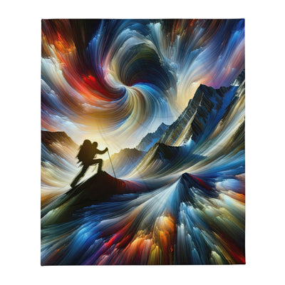 Foto der Alpen in abstrakten Farben mit Bergsteigersilhouette - Überwurfdecke wandern xxx yyy zzz 127 x 152.4 cm