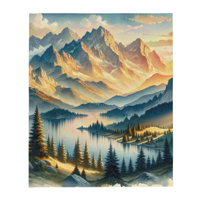 Aquarell der Alpenpracht bei Sonnenuntergang, Berge im goldenen Licht - Überwurfdecke berge xxx yyy zzz 127 x 152.4 cm