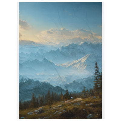 Schöne Berge mit Nebel bedeckt - Ölmalerei - Überwurfdecke berge xxx 152.4 x 203.2 cm