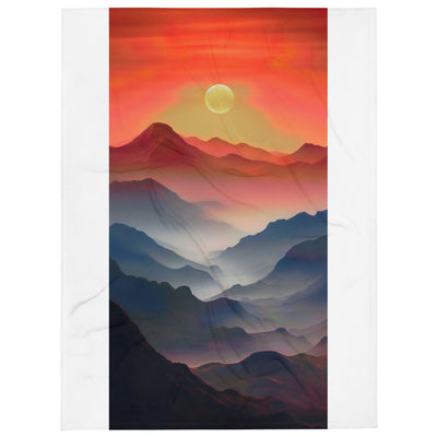 Sonnteruntergang, Gebirge und Nebel - Landschaftsmalerei - Überwurfdecke berge xxx 152.4 x 203.2 cm