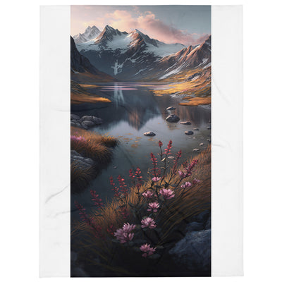 Berge, Bergsee und Blumen - Überwurfdecke berge xxx 152.4 x 203.2 cm