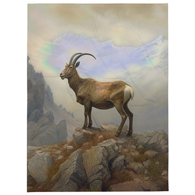 Steinbock am Berg - Wunderschöne Malerei - Überwurfdecke berge xxx 152.4 x 203.2 cm