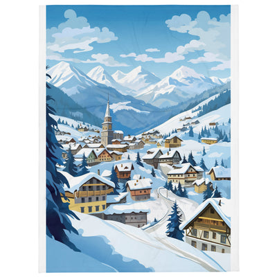 Kitzbühl - Berge und Schnee - Landschaftsmalerei - Überwurfdecke ski xxx 152.4 x 203.2 cm