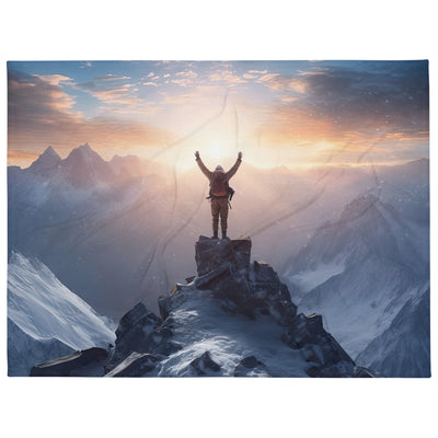 Mann auf der Spitze eines Berges - Landschaftsmalerei - Überwurfdecke berge xxx 152.4 x 203.2 cm