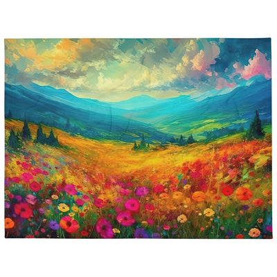 Berglandschaft und schöne farbige Blumen - Malerei - Überwurfdecke berge xxx 152.4 x 203.2 cm
