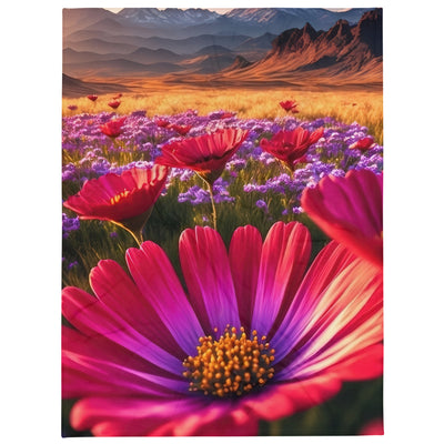 Wünderschöne Blumen und Berge im Hintergrund - Überwurfdecke berge xxx 152.4 x 203.2 cm