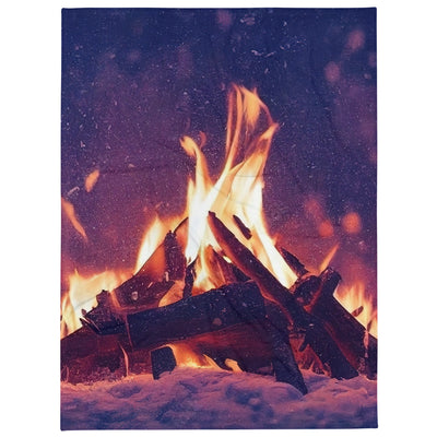 Lagerfeuer im Winter - Campingtrip Foto - Überwurfdecke camping xxx 152.4 x 203.2 cm