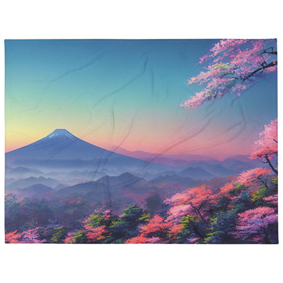 Berg und Wald mit pinken Bäumen - Landschaftsmalerei - Überwurfdecke berge xxx 152.4 x 203.2 cm