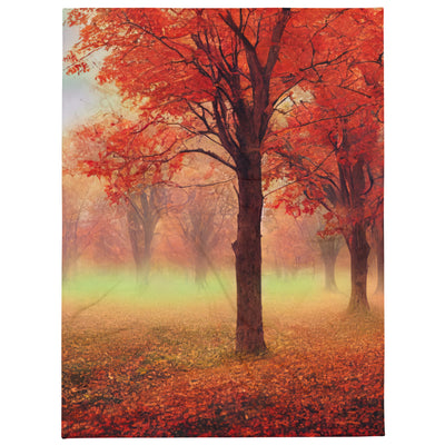 Wald im Herbst - Rote Herbstblätter - Überwurfdecke camping xxx 152.4 x 203.2 cm