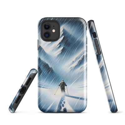 Wanderer und Bergsteiger im Schneesturm: Acrylgemälde der Alpen - iPhone Schutzhülle (robust) wandern xxx yyy zzz iPhone 11