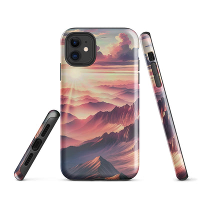 Schöne Berge bei Sonnenaufgang: Malerei in Pastelltönen - iPhone Schutzhülle (robust) berge xxx yyy zzz iPhone 11