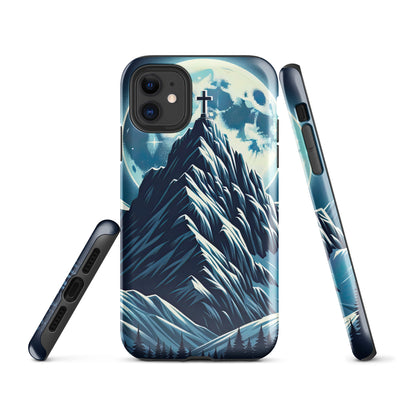 Mondnacht und Gipfelkreuz in den Alpen, glitzernde Schneegipfel - iPhone Schutzhülle (robust) berge xxx yyy zzz iPhone 11