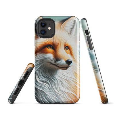 Ölgemälde eines anmutigen, intelligent blickenden Fuchses in Orange-Weiß - iPhone Schutzhülle (robust) camping xxx yyy zzz iPhone 11
