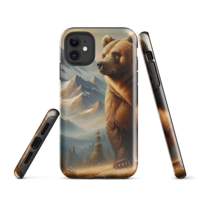 Ölgemälde eines königlichen Bären vor der majestätischen Alpenkulisse - iPhone Schutzhülle (robust) camping xxx yyy zzz iPhone 11