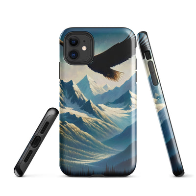 Ölgemälde eines Adlers vor schneebedeckten Bergsilhouetten - iPhone Schutzhülle (robust) berge xxx yyy zzz iPhone 11