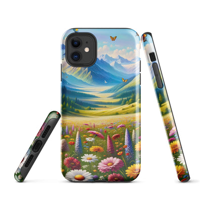 Ölgemälde einer ruhigen Almwiese, Oase mit bunter Wildblumenpracht - iPhone Schutzhülle (robust) camping xxx yyy zzz iPhone 11