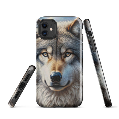 Porträt-Ölgemälde eines prächtigen Wolfes mit faszinierenden Augen (AN) - iPhone Schutzhülle (robust) xxx yyy zzz iPhone 11