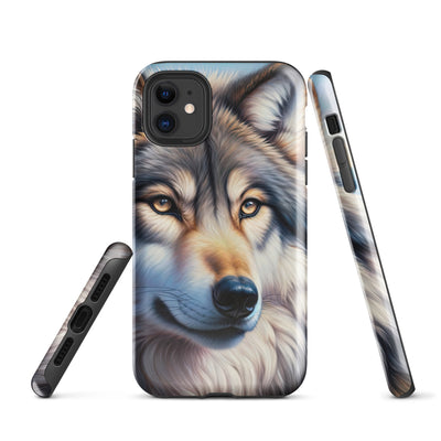Ölgemäldeporträt eines majestätischen Wolfes mit intensiven Augen in der Berglandschaft (AN) - iPhone Schutzhülle (robust) xxx yyy zzz iPhone 11
