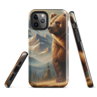 Ölgemälde eines königlichen Bären vor der majestätischen Alpenkulisse - iPhone Schutzhülle (robust) camping xxx yyy zzz iPhone 11 Pro