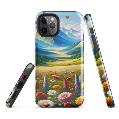 Ölgemälde einer ruhigen Almwiese, Oase mit bunter Wildblumenpracht - iPhone Schutzhülle (robust) camping xxx yyy zzz iPhone 11 Pro