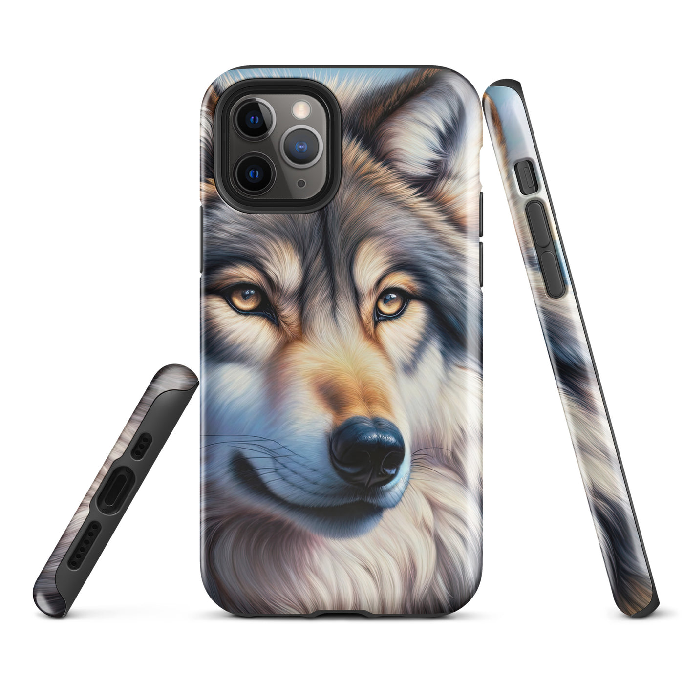 Ölgemäldeporträt eines majestätischen Wolfes mit intensiven Augen in der Berglandschaft (AN) - iPhone Schutzhülle (robust) xxx yyy zzz iPhone 11 Pro