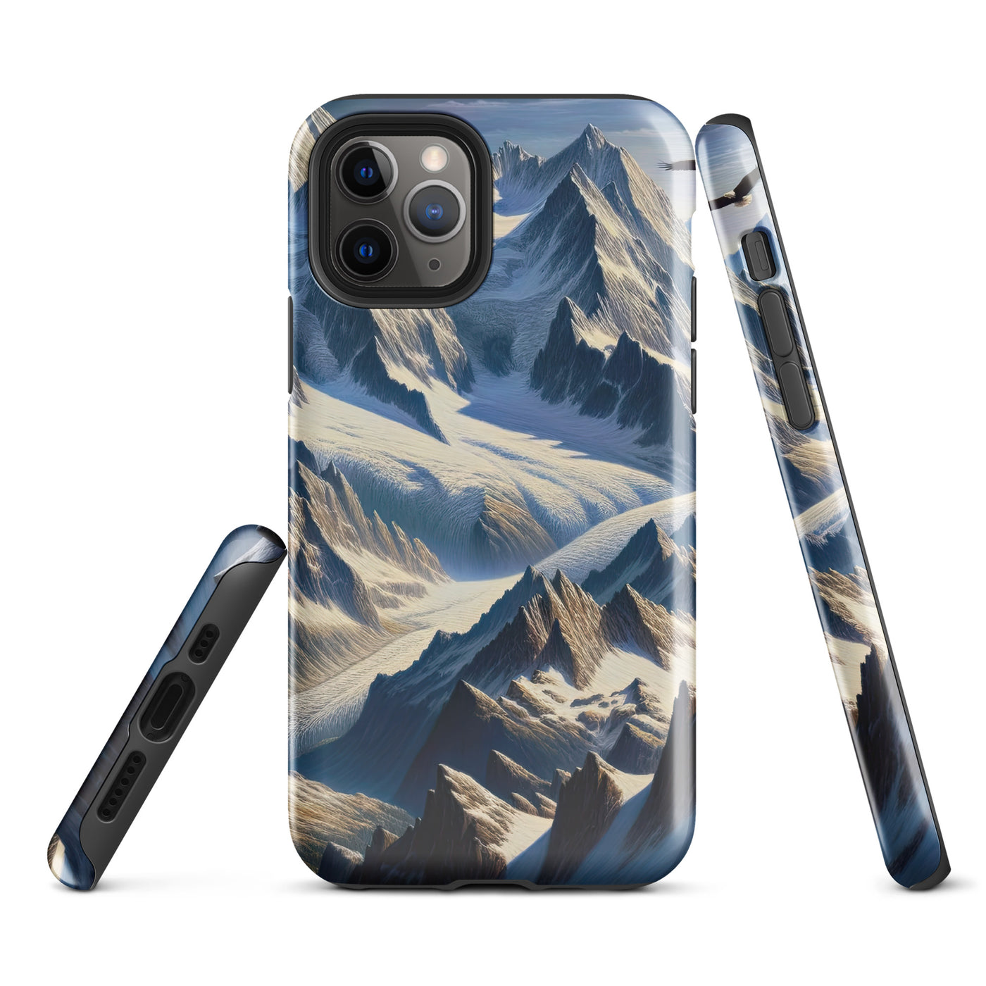 Ölgemälde der Alpen mit hervorgehobenen zerklüfteten Geländen im Licht und Schatten - iPhone Schutzhülle (robust) berge xxx yyy zzz iPhone 11 Pro