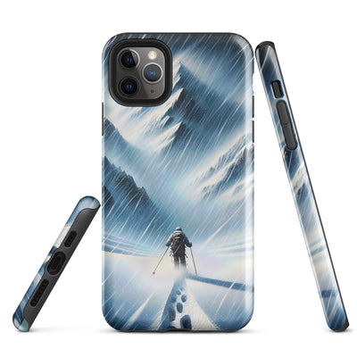 Wanderer und Bergsteiger im Schneesturm: Acrylgemälde der Alpen - iPhone Schutzhülle (robust) wandern xxx yyy zzz iPhone 11 Pro Max