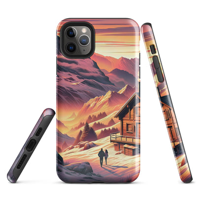 Berghütte im goldenen Sonnenuntergang: Digitale Alpenillustration - iPhone Schutzhülle (robust) berge xxx yyy zzz iPhone 11 Pro Max
