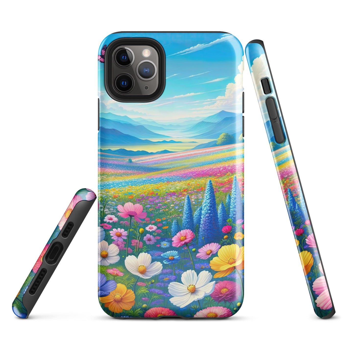 Weitläufiges Blumenfeld unter himmelblauem Himmel, leuchtende Flora - iPhone Schutzhülle (robust) camping xxx yyy zzz iPhone 11 Pro Max