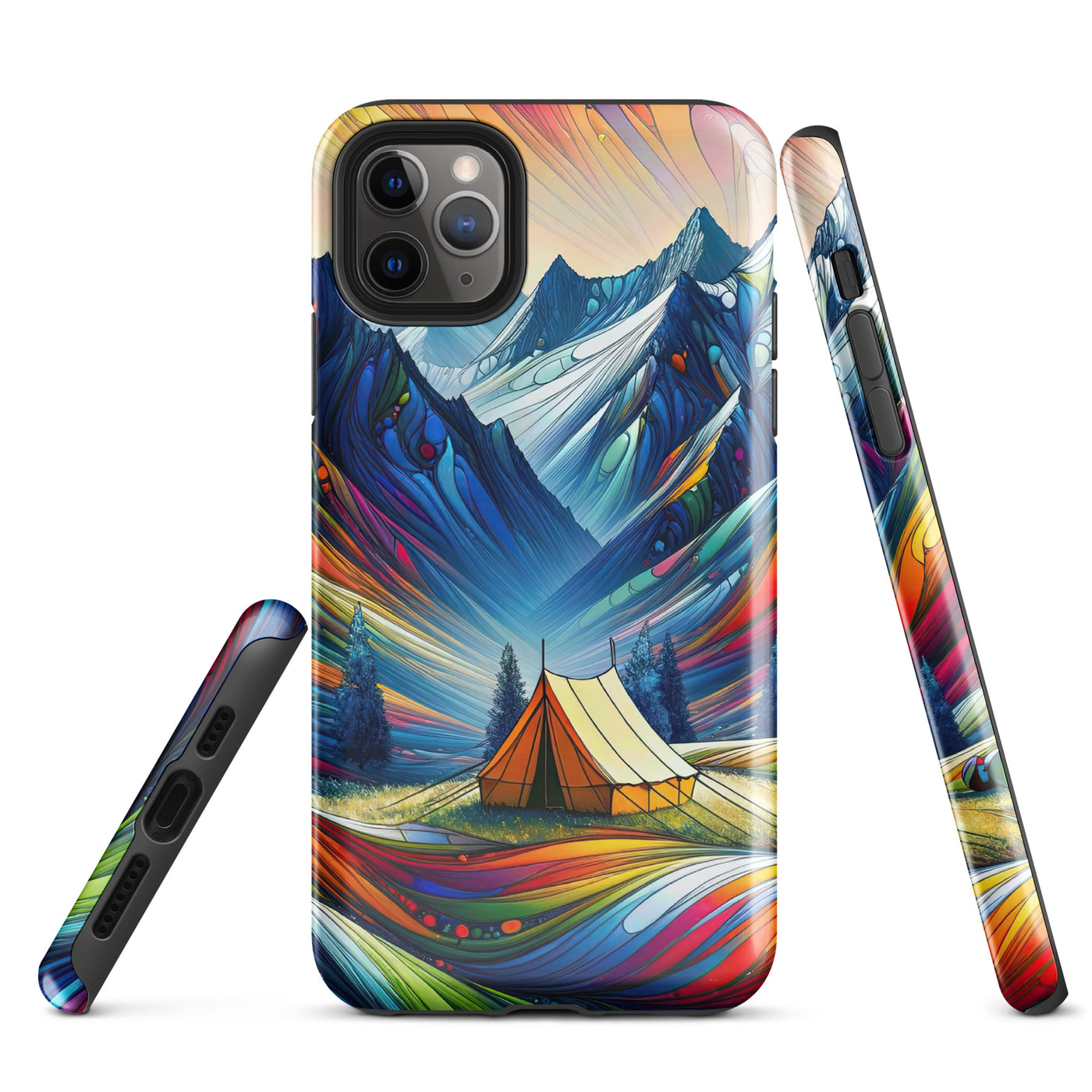 Surreale Alpen in abstrakten Farben, dynamische Formen der Landschaft - iPhone Schutzhülle (robust) camping xxx yyy zzz iPhone 11 Pro Max