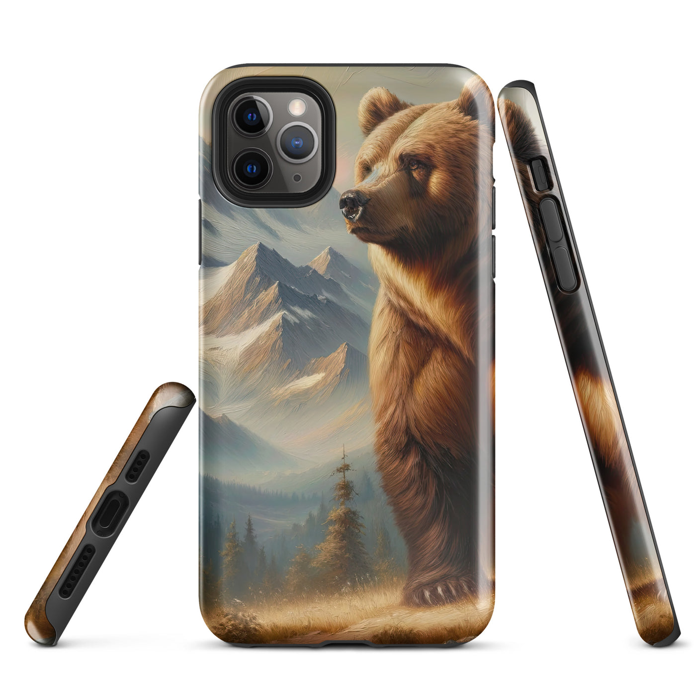 Ölgemälde eines königlichen Bären vor der majestätischen Alpenkulisse - iPhone Schutzhülle (robust) camping xxx yyy zzz iPhone 11 Pro Max