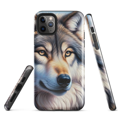 Ölgemäldeporträt eines majestätischen Wolfes mit intensiven Augen in der Berglandschaft (AN) - iPhone Schutzhülle (robust) xxx yyy zzz iPhone 11 Pro Max