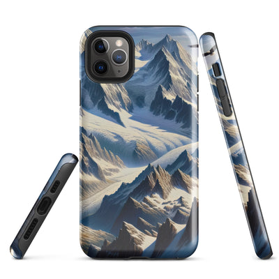 Ölgemälde der Alpen mit hervorgehobenen zerklüfteten Geländen im Licht und Schatten - iPhone Schutzhülle (robust) berge xxx yyy zzz iPhone 11 Pro Max