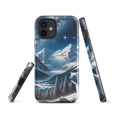 Sternennacht und Eisbär: Acrylgemälde mit Milchstraße, Alpen und schneebedeckte Gipfel - iPhone Schutzhülle (robust) camping xxx yyy zzz iPhone 12