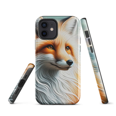 Ölgemälde eines anmutigen, intelligent blickenden Fuchses in Orange-Weiß - iPhone Schutzhülle (robust) camping xxx yyy zzz iPhone 12